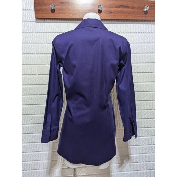 Chico's Women's Purple No Iron Button-Front Long-Sleeve Trailered Blouse Size 0 - Picture 3 of 8
